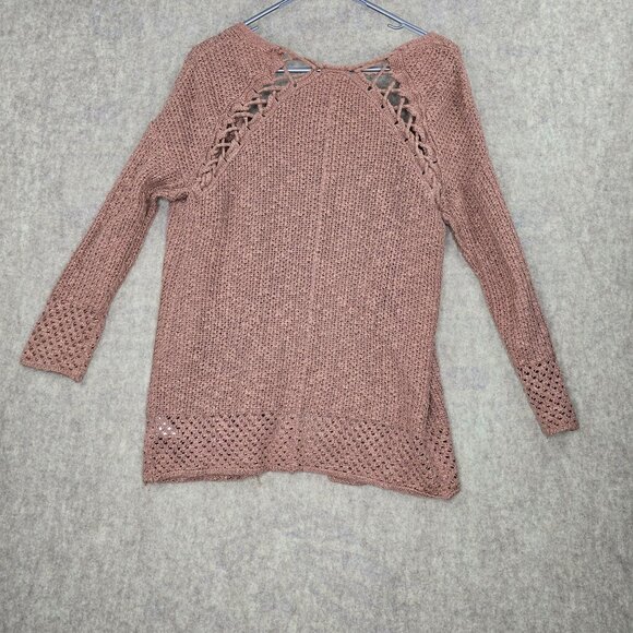 Altard State Womens Crochet Open Front Cardigan Sweater Small Blush Pink - Picture 7 of 7